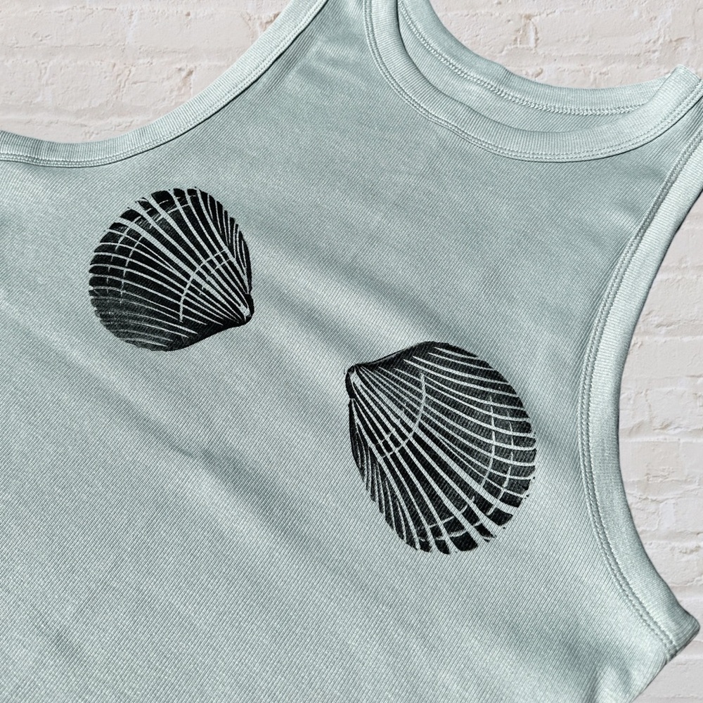 Handmade Mermaid Boobs Ribbed Tank Top Womens Large Blue Aqua Beachy Yoga